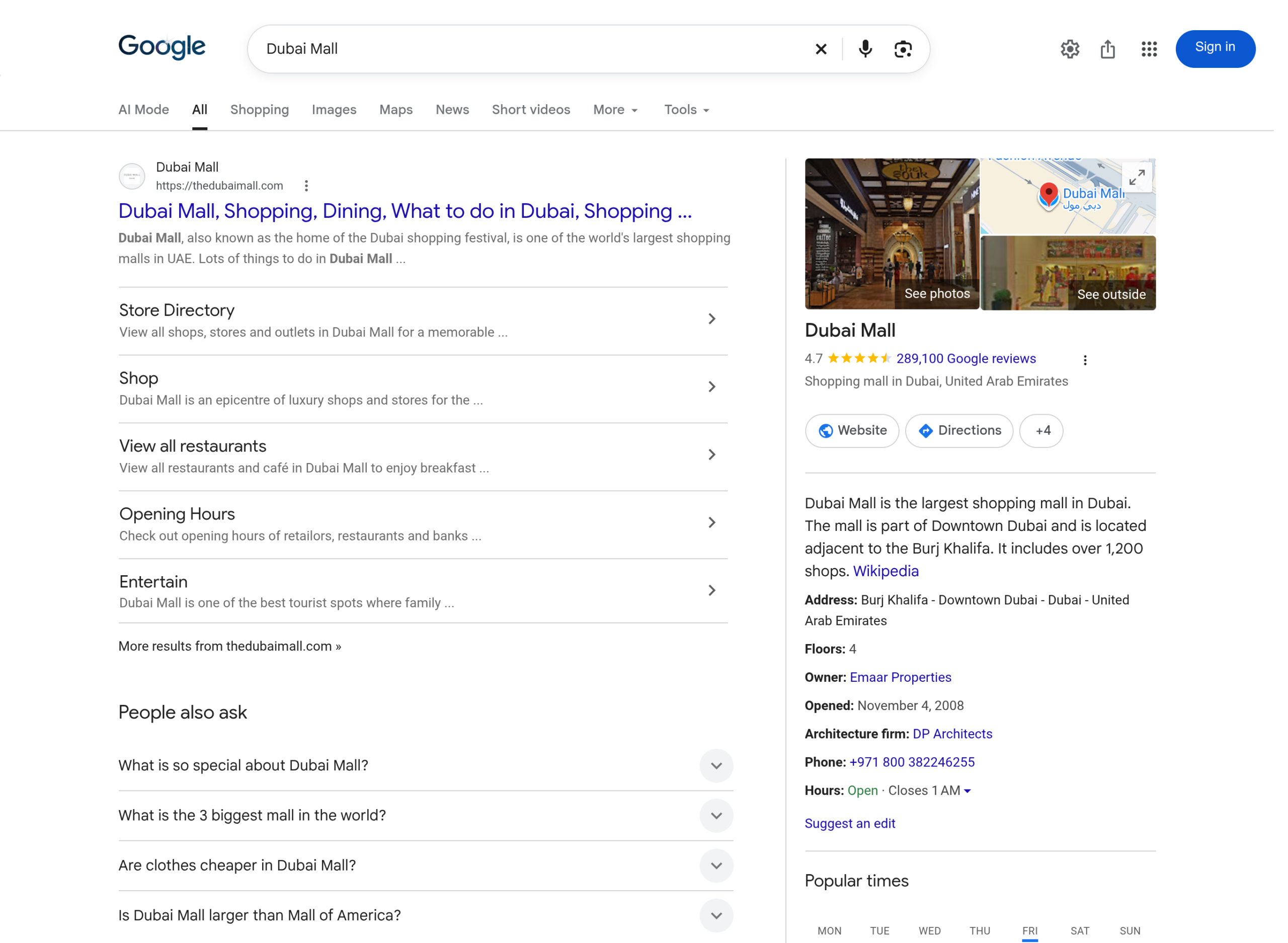 Google results for best digital marketing agency Dubai with AI Overview and map listings